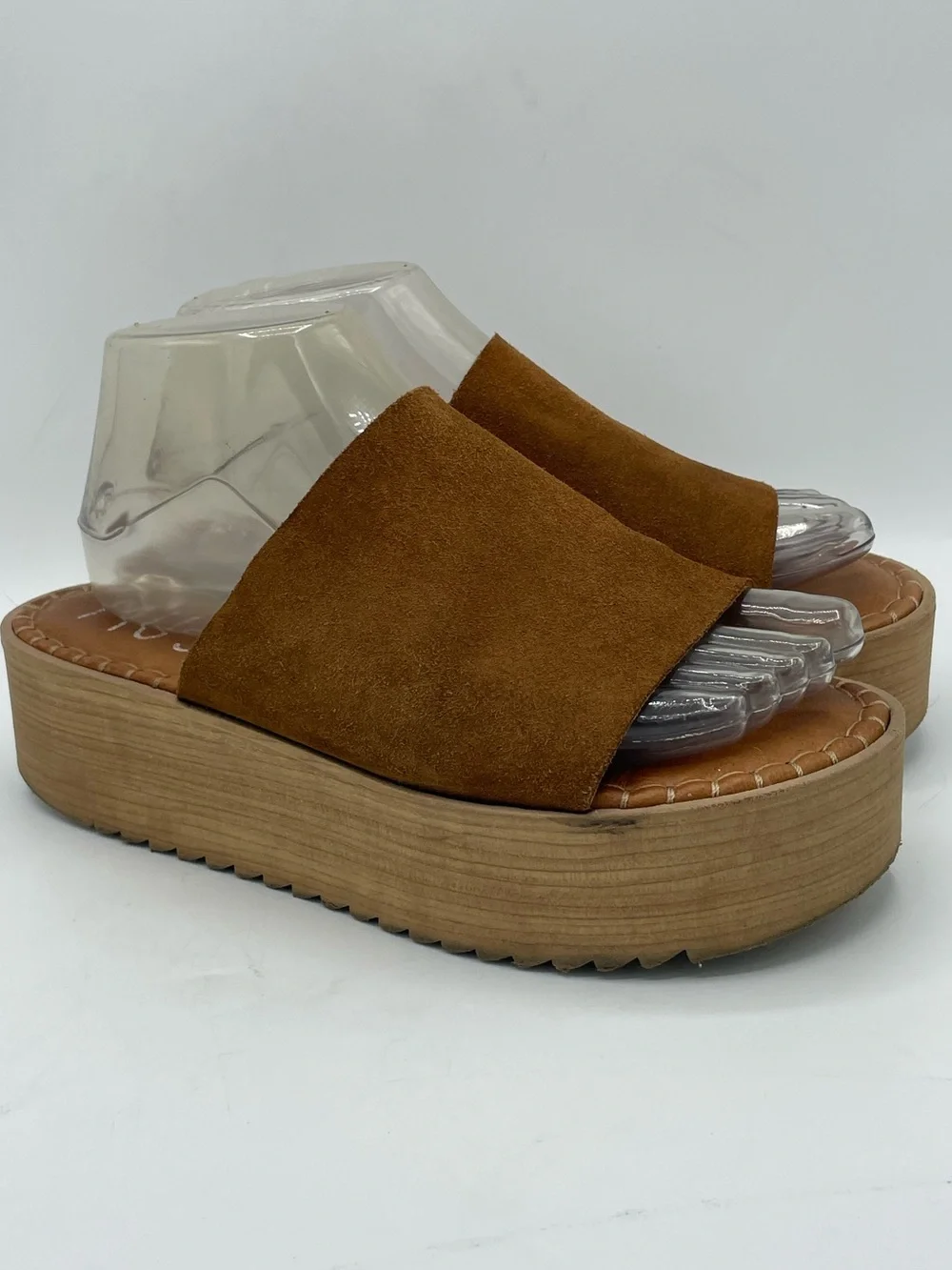 Musse & Cloud Kristel Brown Suede Platform Slide Sandals
